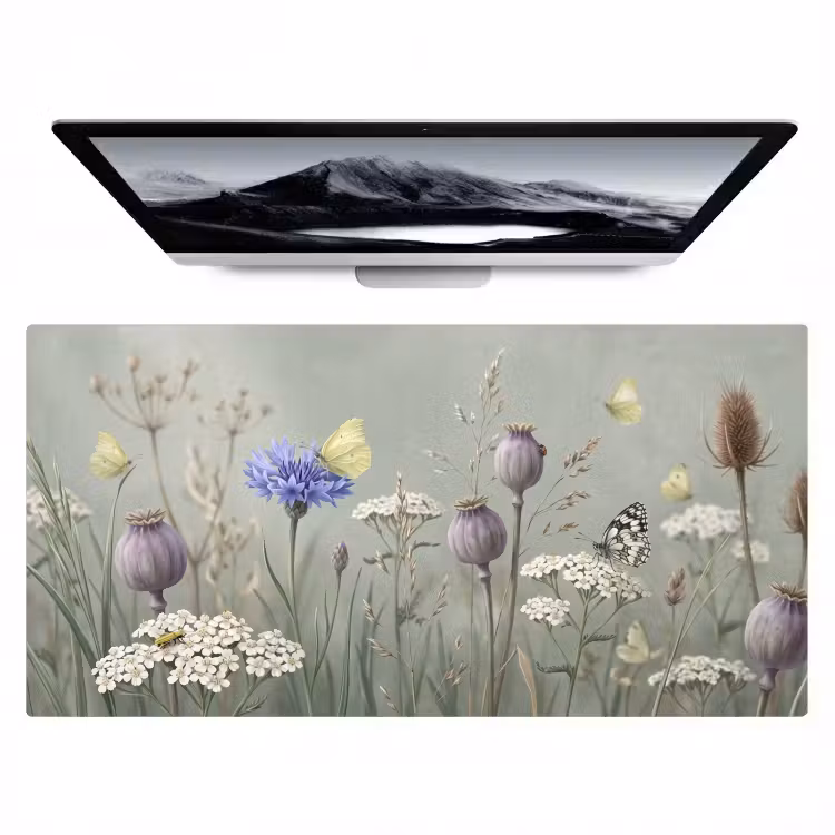 Bureau onderlegger - Vlinders - Wildbloemen - Illustratie - Kleurrijk — 1
