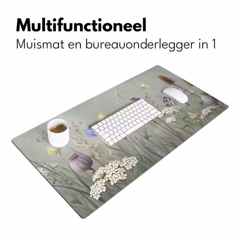 Bureau onderlegger - Vlinders - Wildbloemen - Illustratie - Kleurrijk — 7