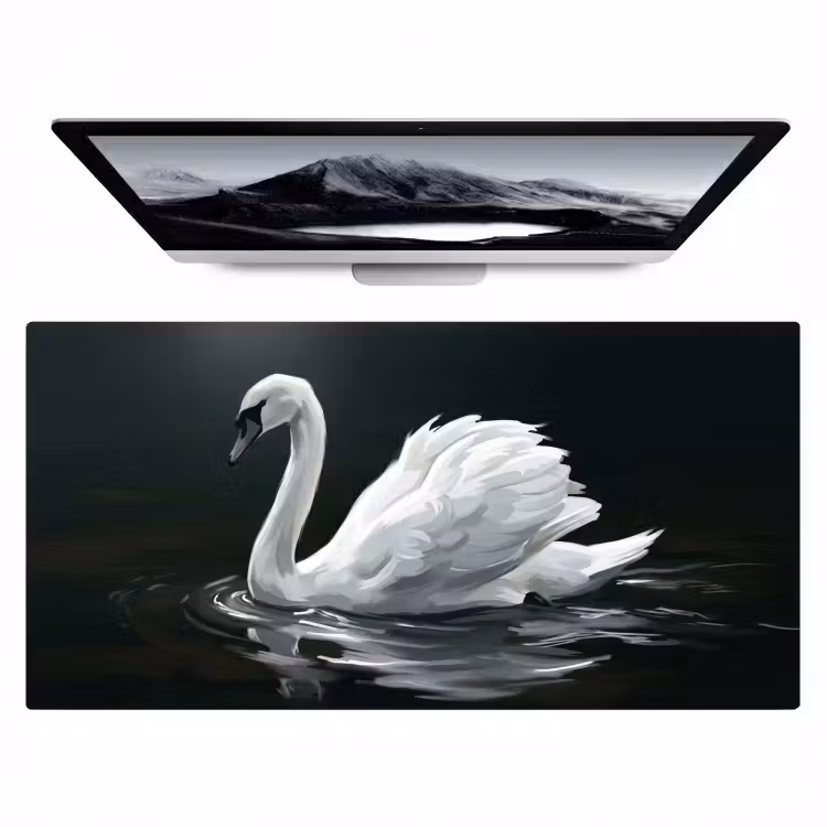 Bureau onderlegger - Zwaan - Water - Natuur - Realistisch - Wit — 1