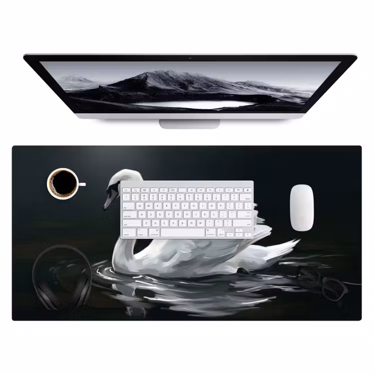 Bureau onderlegger - Zwaan - Water - Natuur - Realistisch - Wit — 4