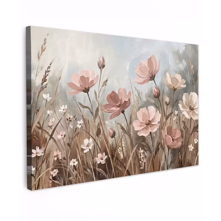 Canvas schilderij - Bloemen - Botanisch - Schilderij - Pastel - Rustiek — 1
