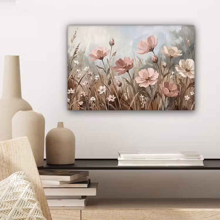 Canvas schilderij - Bloemen - Botanisch - Schilderij - Pastel - Rustiek — 5