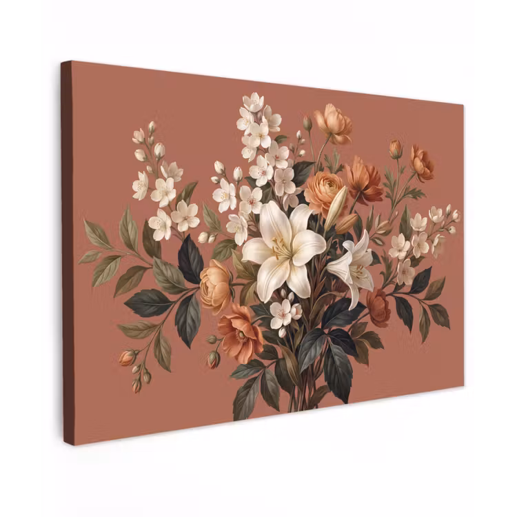 Canvas schilderij - Boeket - Retro - Kleurrijk — 1