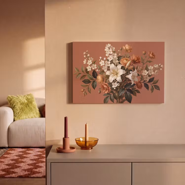 Canvas schilderij - Boeket - Retro - Kleurrijk — 2