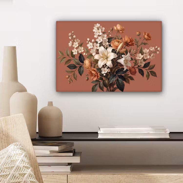 Canvas schilderij - Boeket - Retro - Kleurrijk — 5