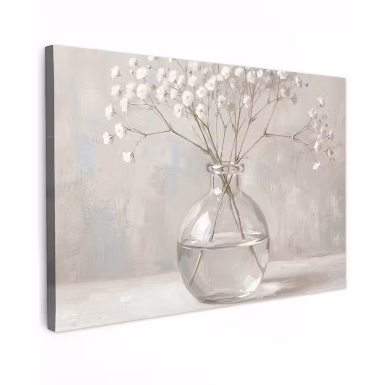 Canvas schilderij - Gipskruid - Vaas - Wit — 1