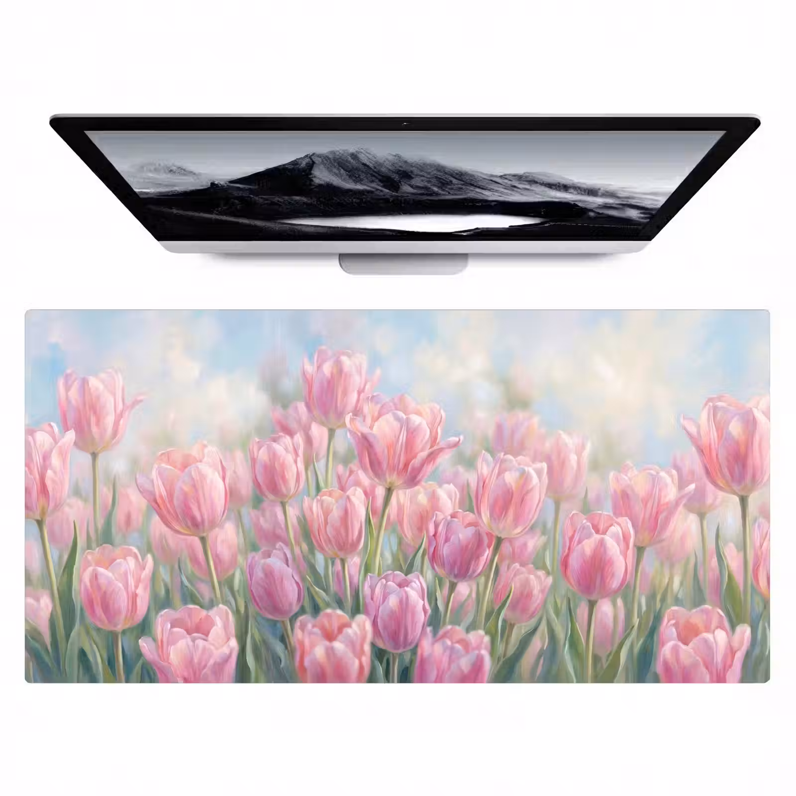Bureau onderlegger - Tulpen - Veld - Lente - Roze — 1