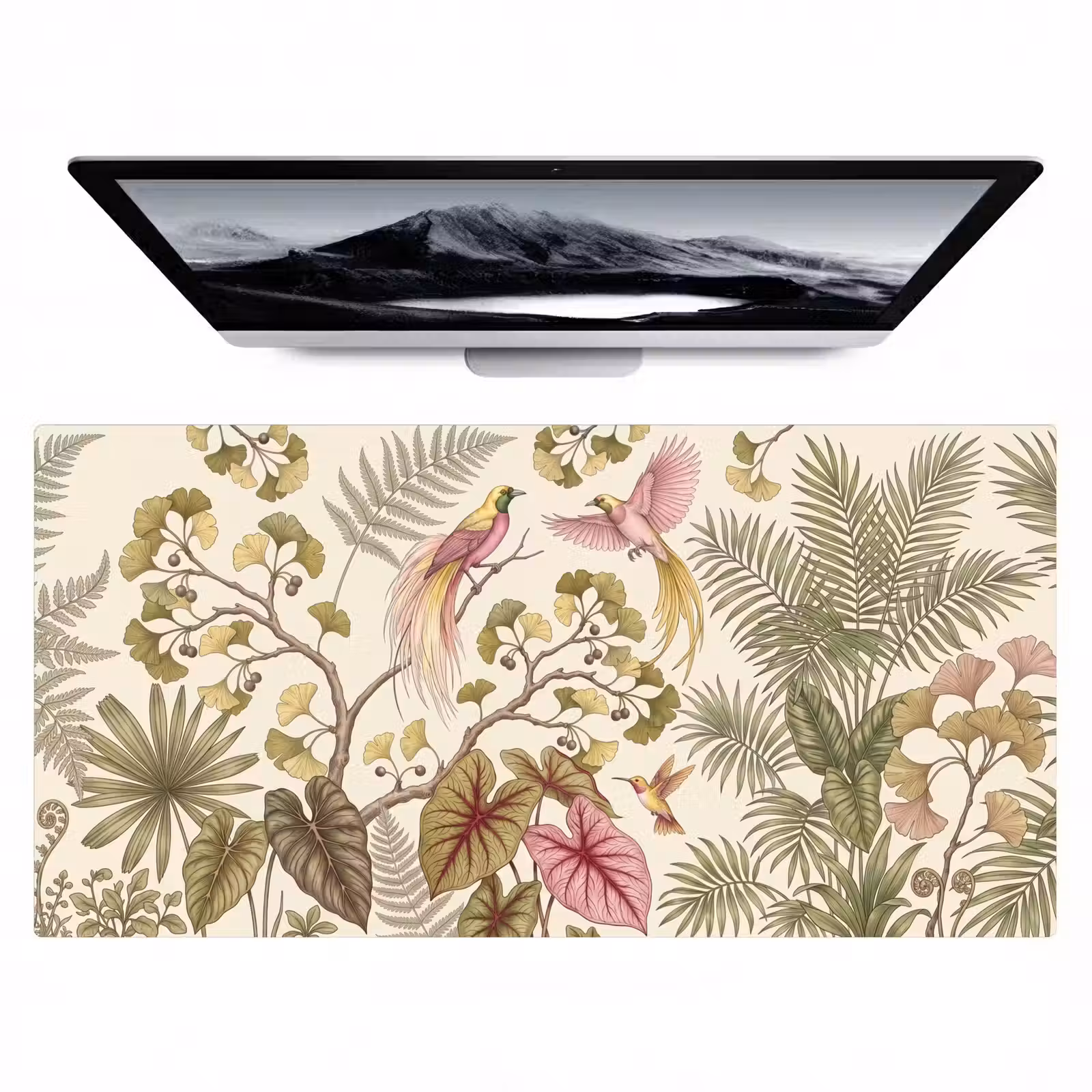 Bureau onderlegger - Vogels - Tropisch - Botanisch - Roze — 1