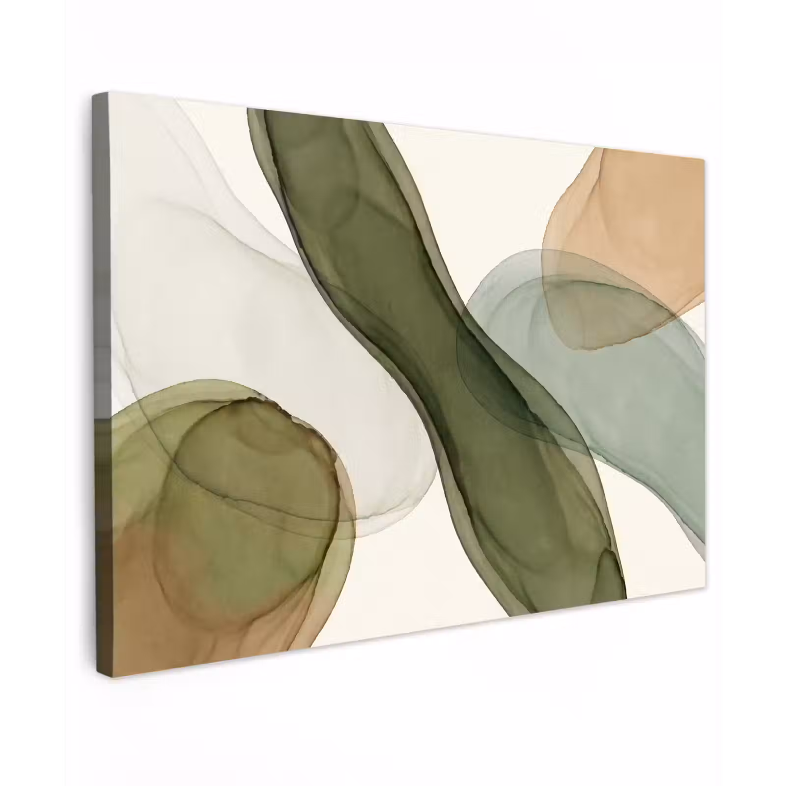 Canvas schilderij - Abstract - Vormen - Modern - Kunst - Groen - Bruin — 1