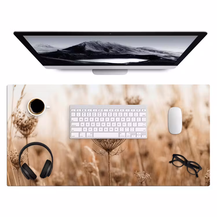 Bureau onderlegger - Schermbloem - Droogbloem - Winter - Beige - Minimalistisch — 4