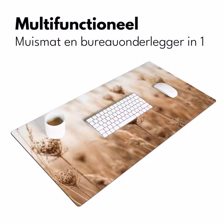 Bureau onderlegger - Schermbloem - Droogbloem - Winter - Beige - Minimalistisch — 7