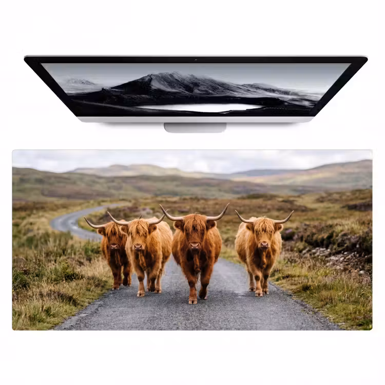 Bureau onderlegger - Schotse Hooglanders - Weg - Landschap - Kudde — 1