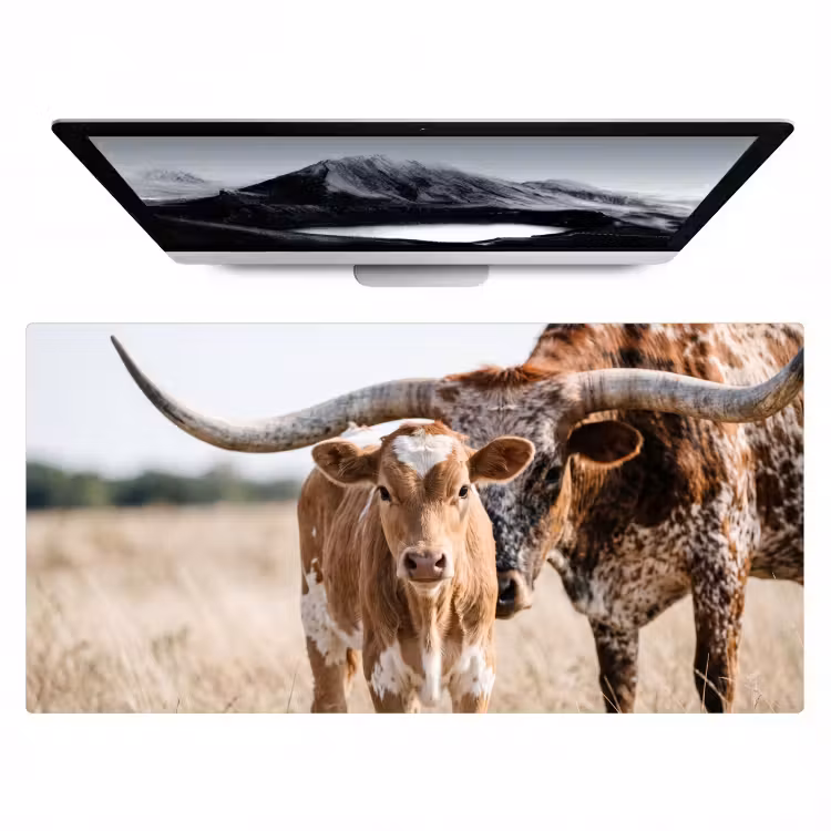 Bureau onderlegger - Texas Longhorn - Kalf - Weide - Dieren — 1