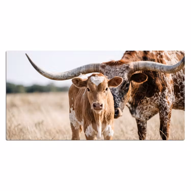 Bureau onderlegger - Texas Longhorn - Kalf - Weide - Dieren — 2
