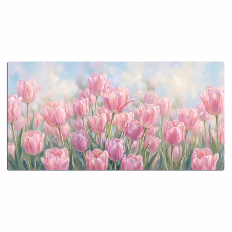 Bureau onderlegger - Tulpen - Veld - Lente - Roze — 2