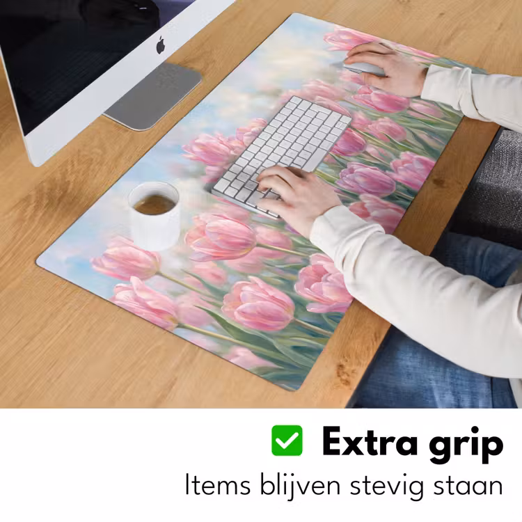 Bureau onderlegger - Tulpen - Veld - Lente - Roze — 6
