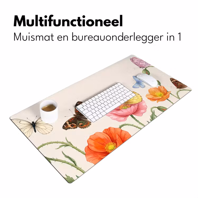 Bureau onderlegger - Vlinders - Klaprozen - Illustratie - Kleurrijk — 7