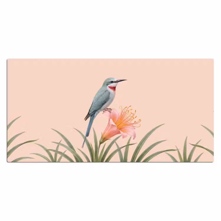 Bureau onderlegger - Vogel - Bloem - Natuur - Roze — 2