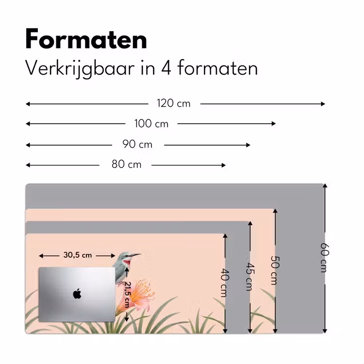 Bureau onderlegger - Vogel - Bloem - Natuur - Roze — 8