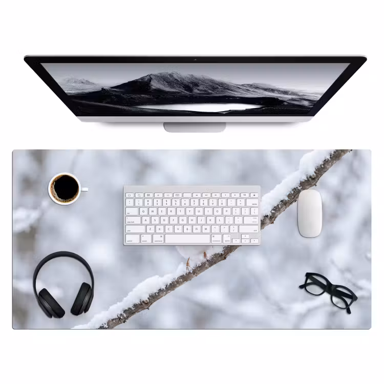 Bureau onderlegger - Vogeltje - Sneeuw - Tak - Winter - Zacht — 4