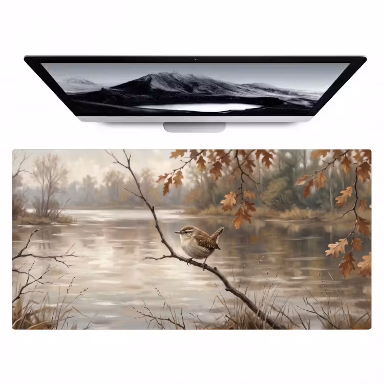 Bureau onderlegger - Winterkoninkje - Tak - Rivier - Natuur - Sfeervol — 1