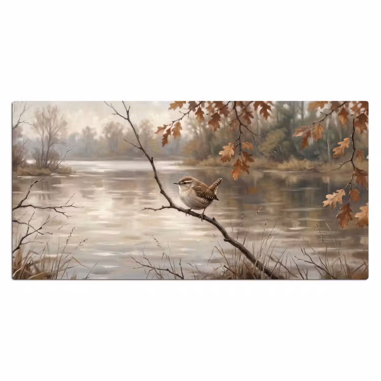 Bureau onderlegger - Winterkoninkje - Tak - Rivier - Natuur - Sfeervol — 2