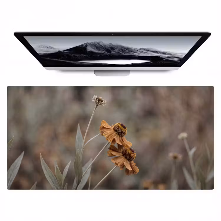 Bureau onderlegger - Zonnehoed - Droogbloemen - Geel - Warm — 1