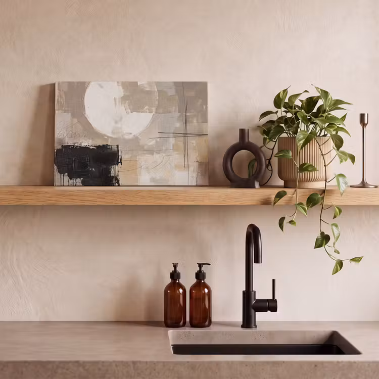 Canvas schilderij - Abstract - Cirkel - Modern - Beige - Zwart - Minimalistisch — 3