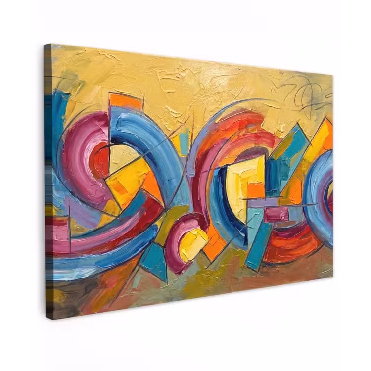 Canvas schilderij - Abstract - Cirkels - Schilderij - Kleurrijk - Dynamisch — 1