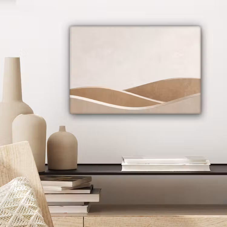 Canvas schilderij - Abstract - Golven - Modern - Beige — 5