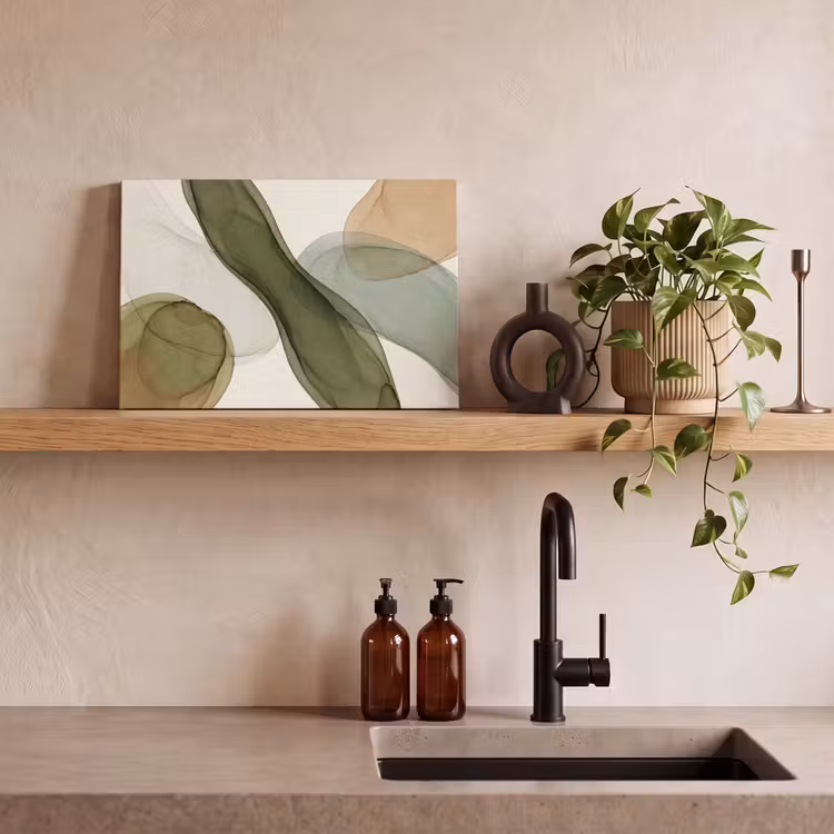 Canvas schilderij - Abstract - Vormen - Modern - Kunst - Groen - Bruin — 3