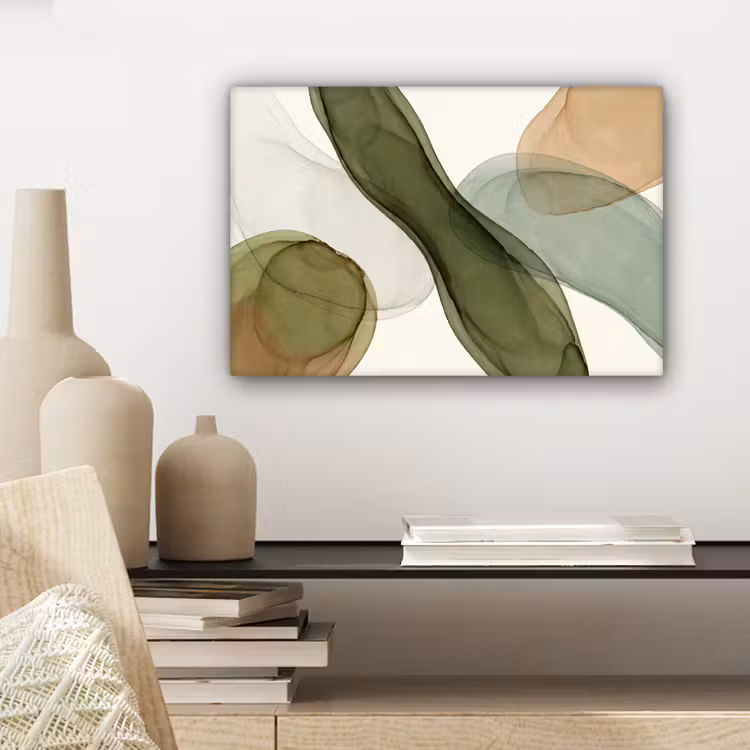 Canvas schilderij - Abstract - Vormen - Modern - Kunst - Groen - Bruin — 5