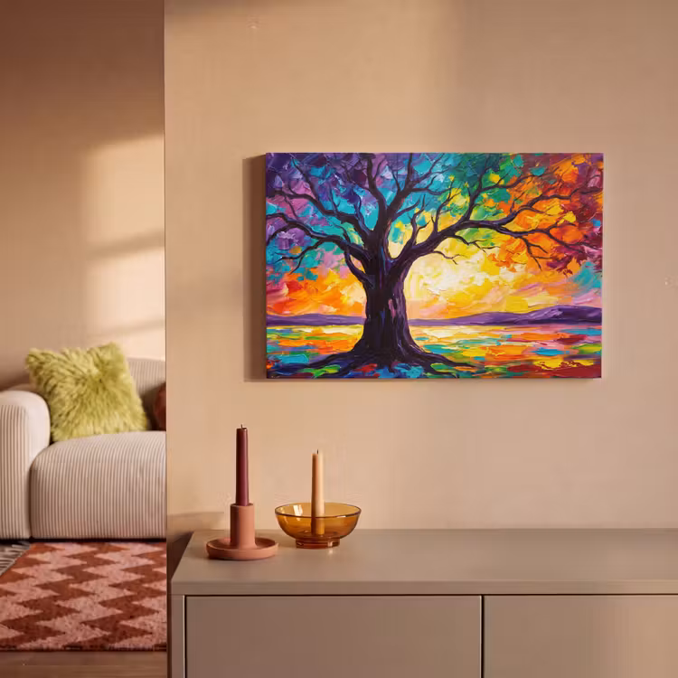 Canvas schilderij - Boom - Landschap - Natuur - Abstract - Kleurrijk — 2