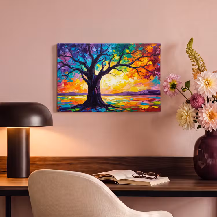 Canvas schilderij - Boom - Landschap - Natuur - Abstract - Kleurrijk — 4