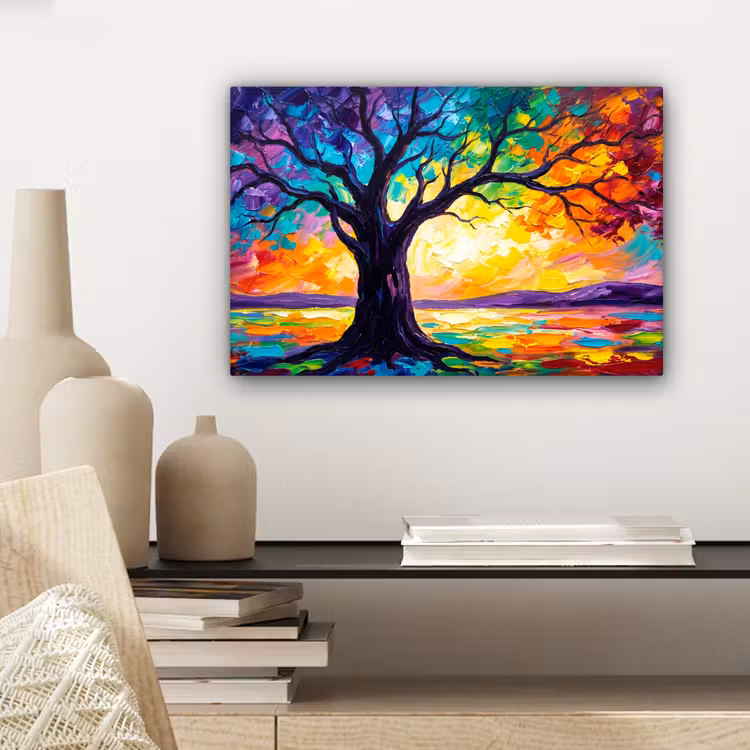 Canvas schilderij - Boom - Landschap - Natuur - Abstract - Kleurrijk — 5