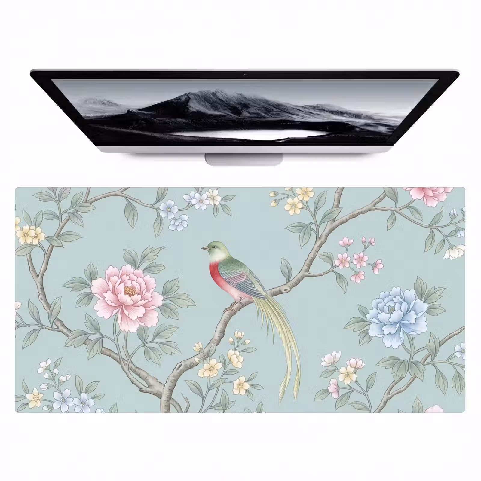 Bureau onderlegger - Vogel - Bloemen - Kleurrijk — 1