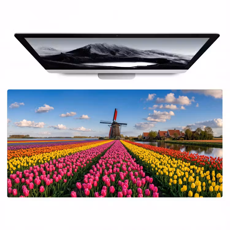 Bureau onderlegger - Tulpen - Holland - Molen - Kleurrijk — 1