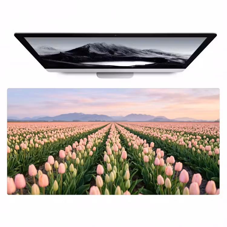 Bureau onderlegger - Tulpen - Landschap - Roze — 1