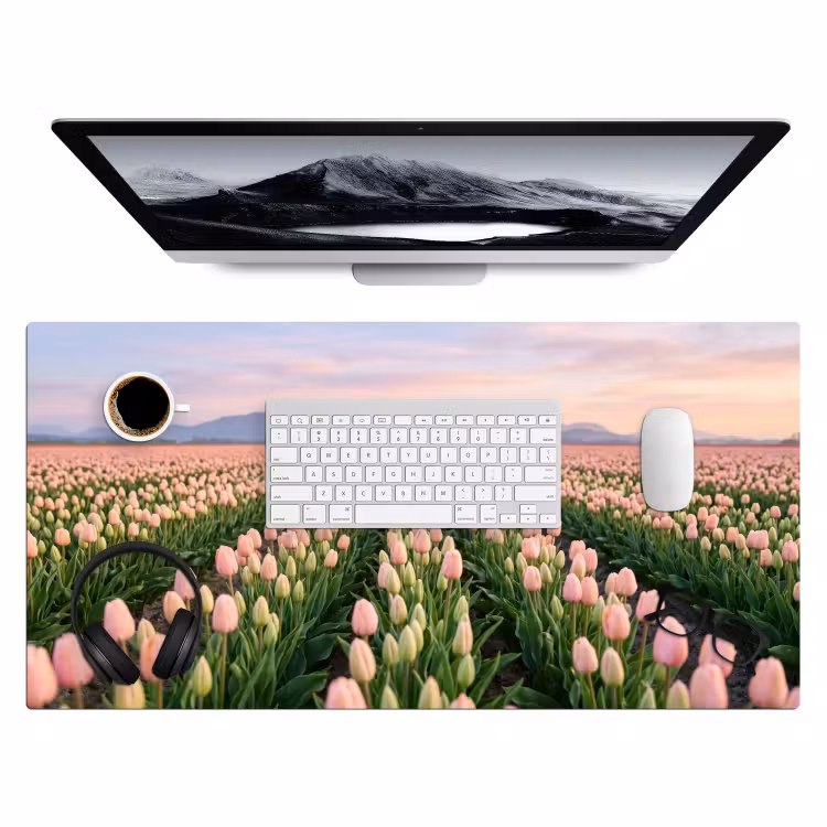 Bureau onderlegger - Tulpen - Landschap - Roze — 4