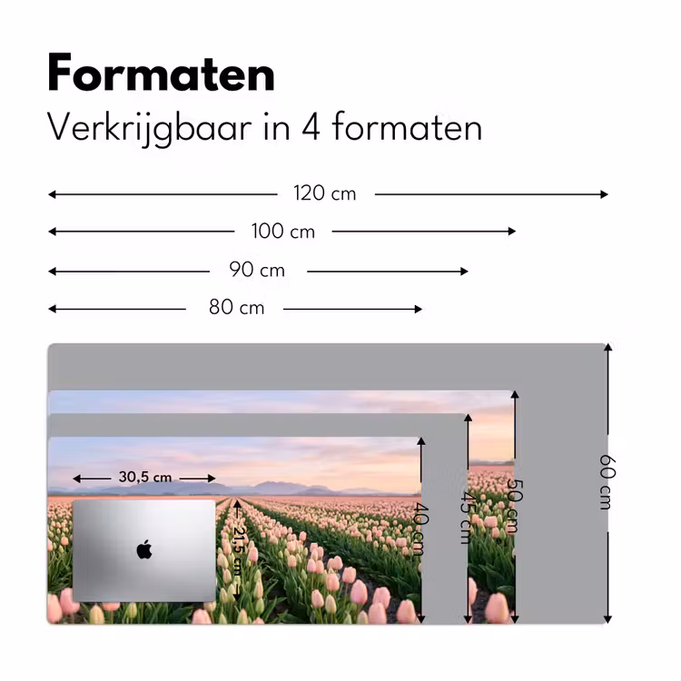 Bureau onderlegger - Tulpen - Landschap - Roze — 8