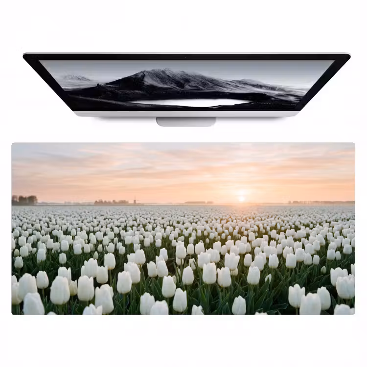 Bureau onderlegger - Tulpen - Landschap - Wit — 1