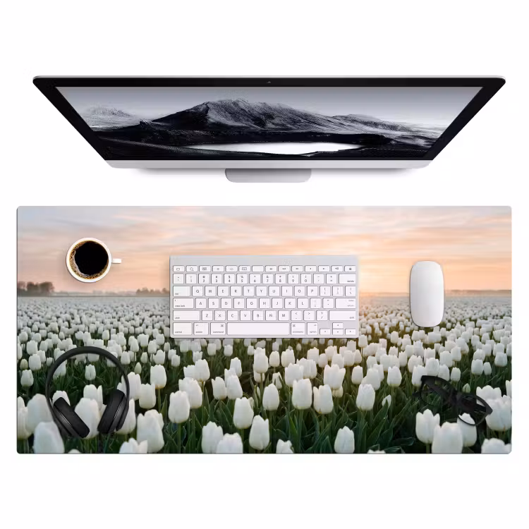 Bureau onderlegger - Tulpen - Landschap - Wit — 4
