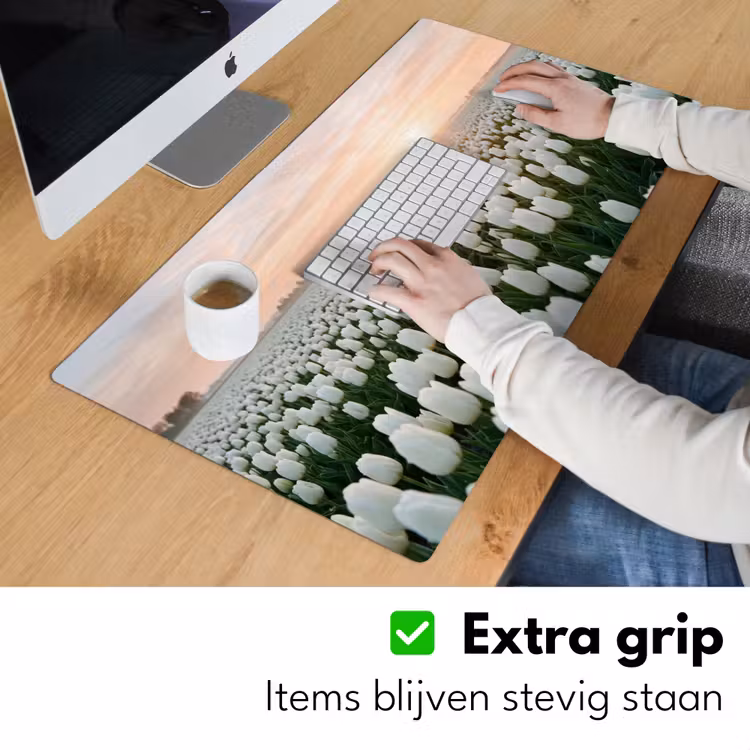 Bureau onderlegger - Tulpen - Landschap - Wit — 6