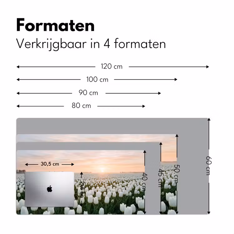 Bureau onderlegger - Tulpen - Landschap - Wit — 8