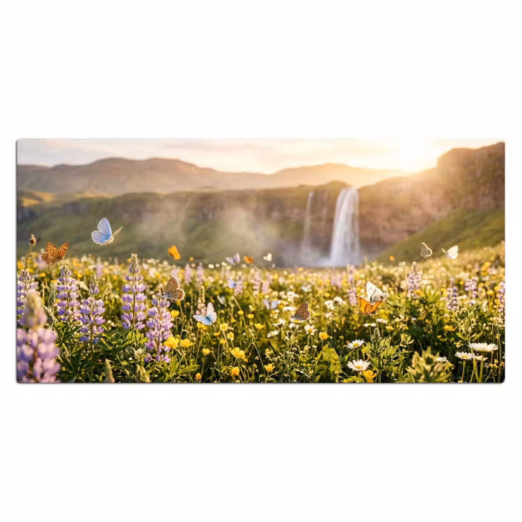 Bureau onderlegger - Vlinders - Waterval - Bloemenveld — 2