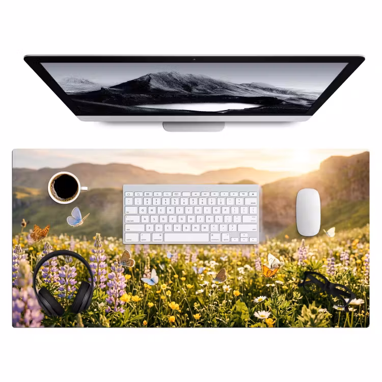Bureau onderlegger - Vlinders - Waterval - Bloemenveld — 4