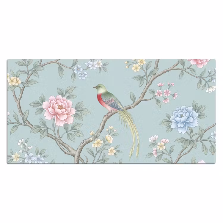 Bureau onderlegger - Vogel - Bloemen - Kleurrijk — 2