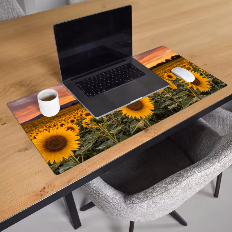 Bureau onderlegger - Zonnebloemen - Heuvellandschap - Geel — 3