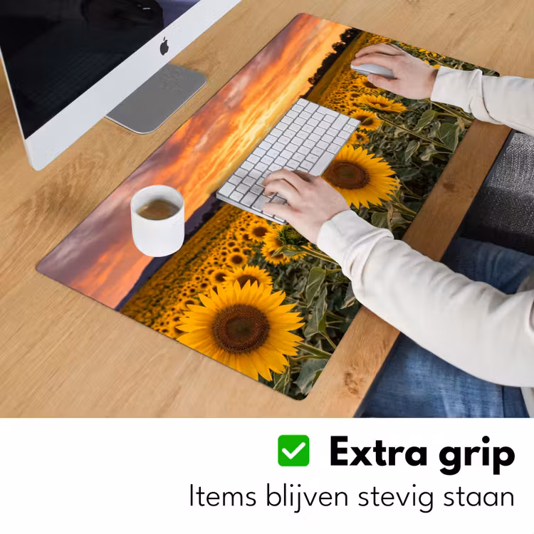 Bureau onderlegger - Zonnebloemen - Heuvellandschap - Geel — 6