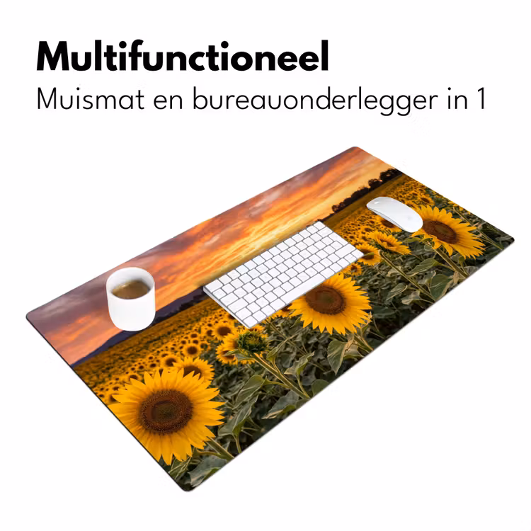 Bureau onderlegger - Zonnebloemen - Heuvellandschap - Geel — 7